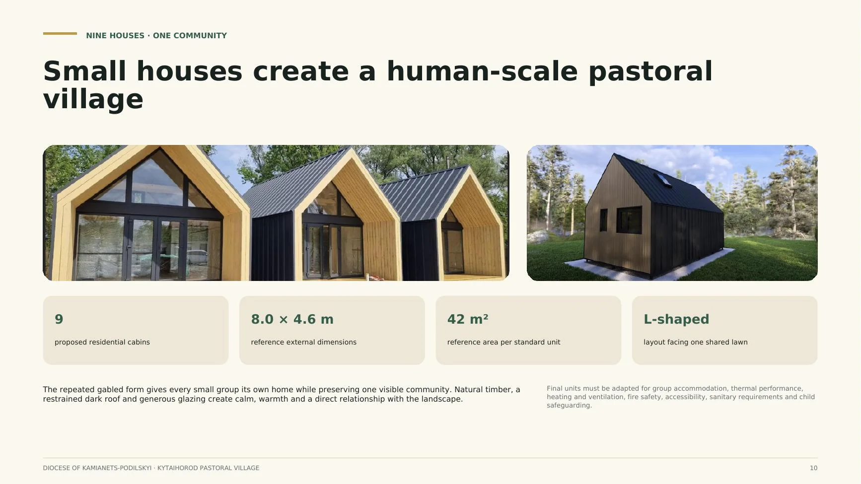 Architectural concept for Green Harbor cabins
